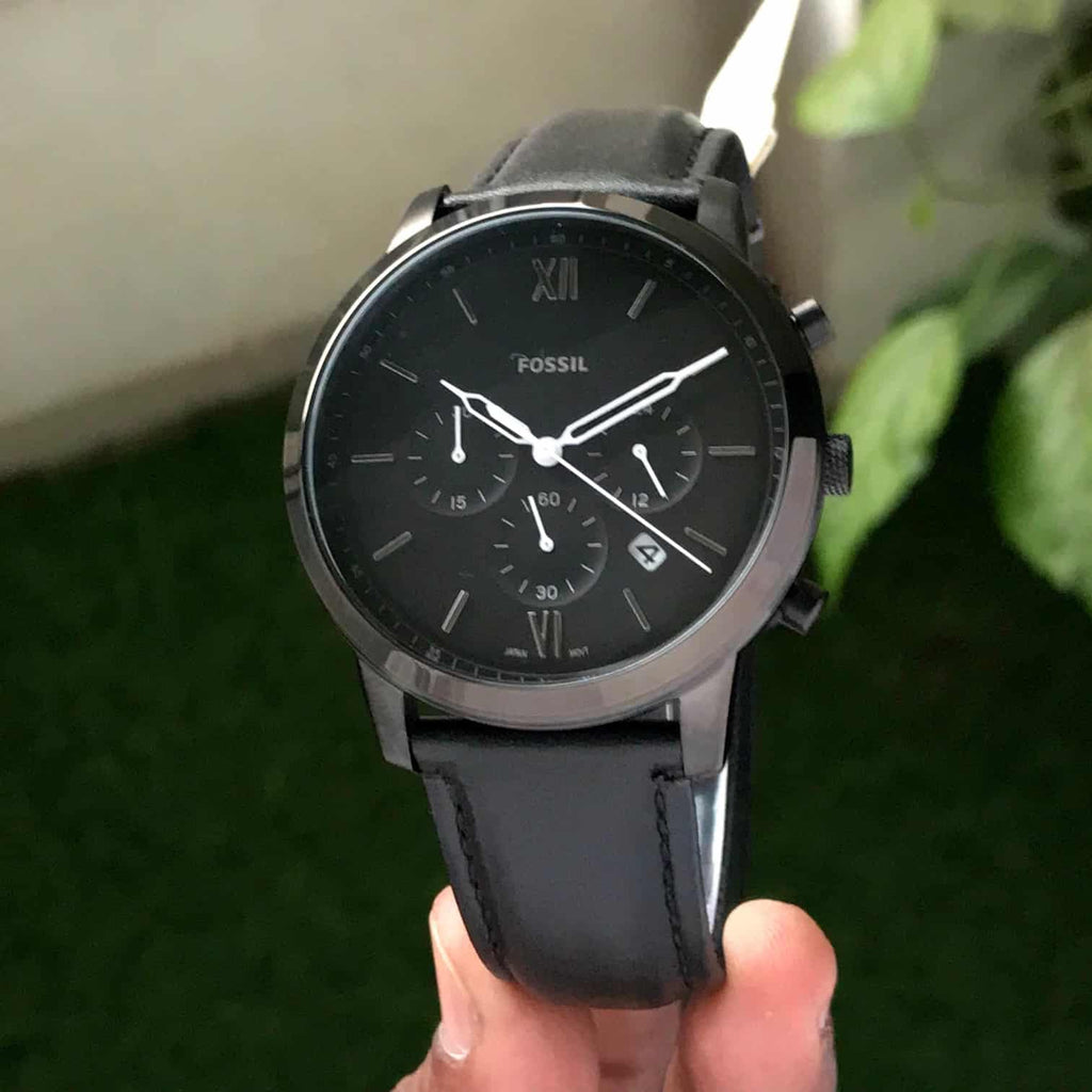Fossil FS5503 Neutra Chronograph Black Leather Mens Watch