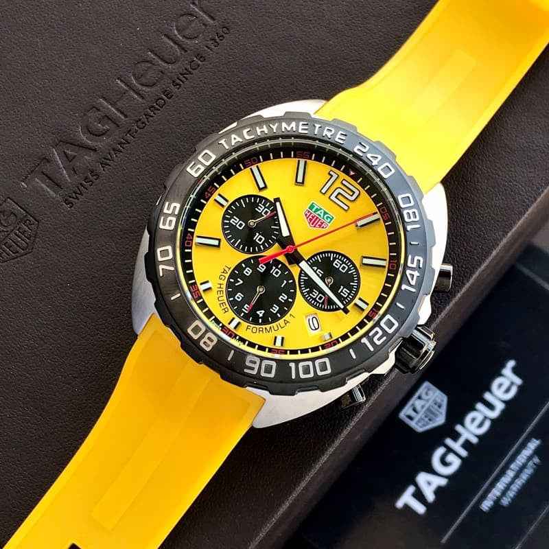 Tag Heuer Formula 1 Yellow Stainless Steel Japanese Quality Quartz Chronograph Master Quality Men’s Watch