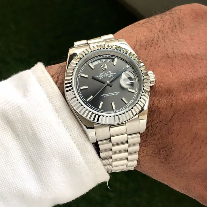 Rolex Day Date 40 Stainless Steel Grey Dial Japanese Automatic Master Quality Mens Watch