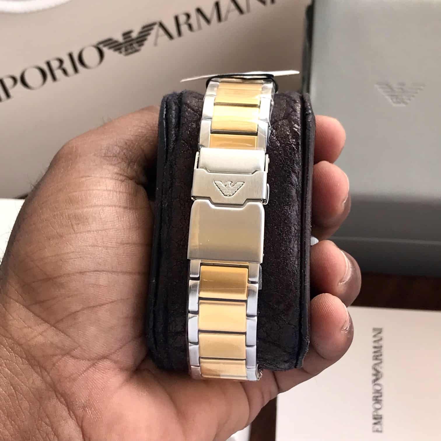 Emporio Armani Two Tone Green Dial AR11586 Japanese Mens Watch