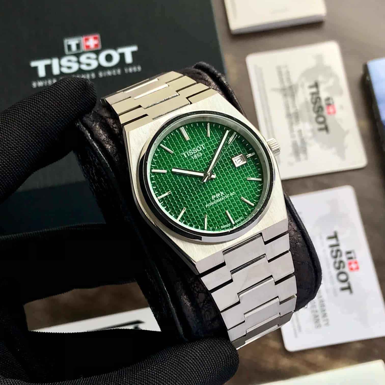 Tissot PRX Stainless Steel Green Dial Japanese Mens Watch