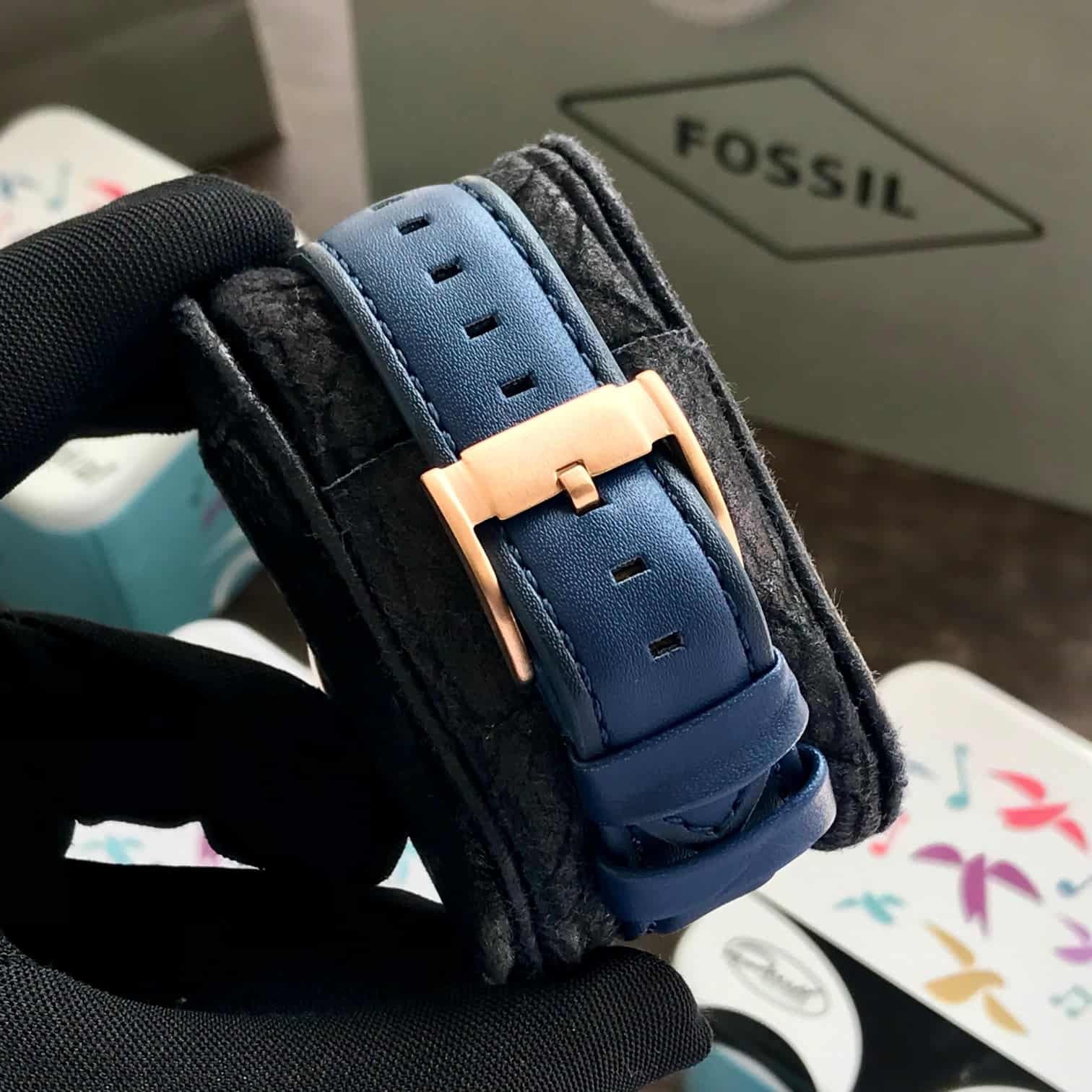 Fossil FS4835 Grant Chronograph Rosegold Blue Mens Watch