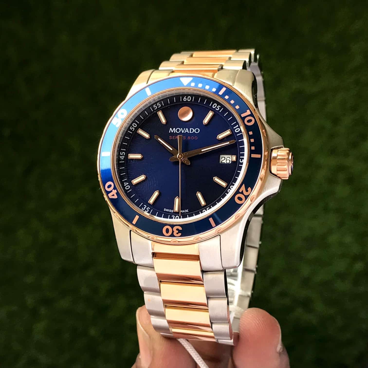 MOVADO Series 800 Two Tone Blue Dial Analog Stainless Steel Mens Watch