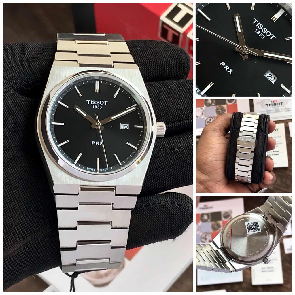 Tissot PRX T-Classic Stainless Steel Black Dial Japanese Quartz Mens Watch