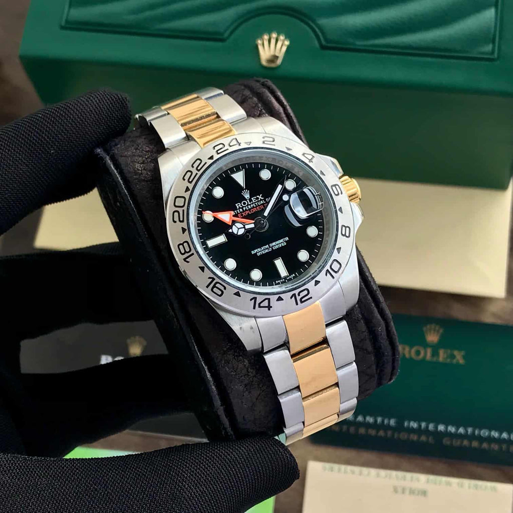ROLEX, WATCHES FOR HIMRolex Explorer || Two Tone Premiums Automatic Stainless Steel Black Dial Mens Watch