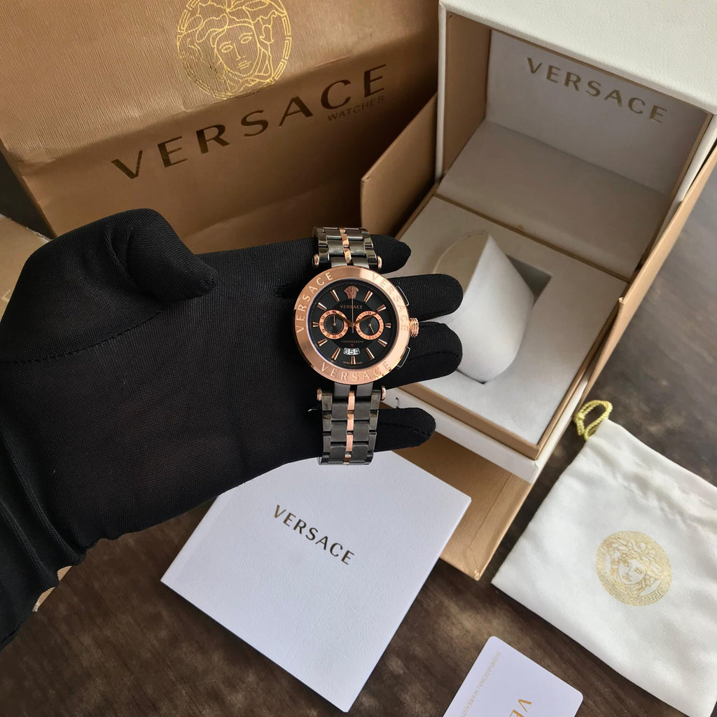 Versace 8538G Stainless Steel Black Japanese Mens Watch