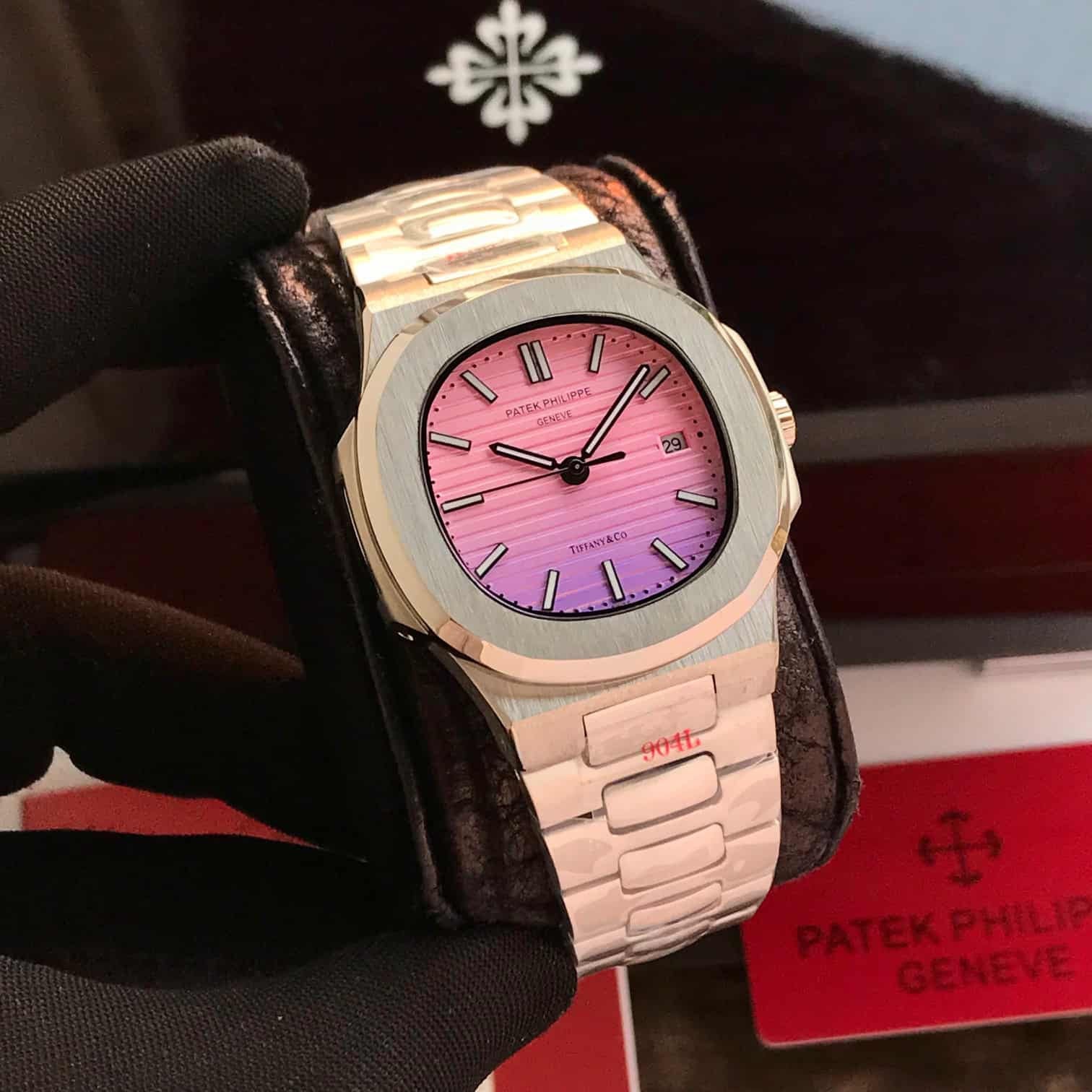 Patek Philippe Nautilus Pink White Tiffany Edition Automatic Mens Watch