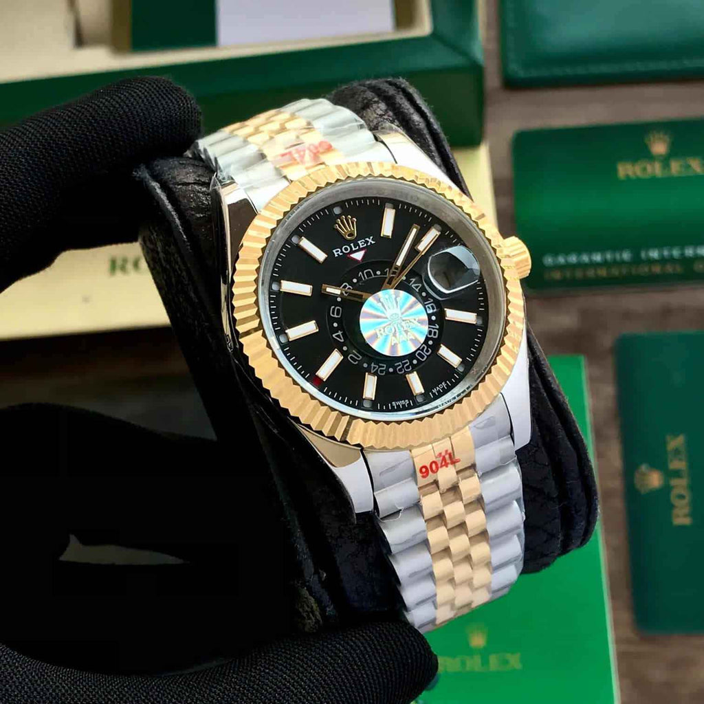 Rolex SkyDweller Black Dial Two Tone Jubli Chain Automatic Men’s Watch