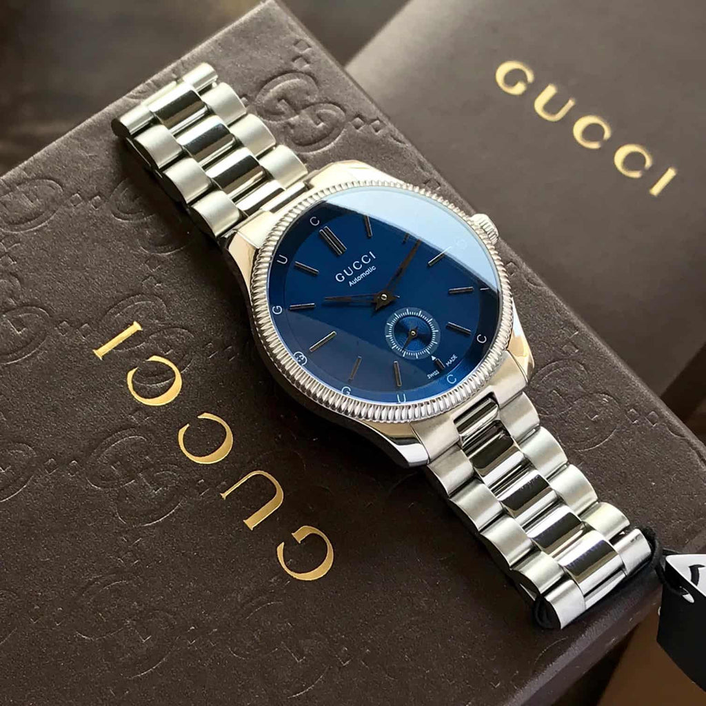 Gucci G-Timeless Blue Dial Stainless Steel Mens Automatic Watch