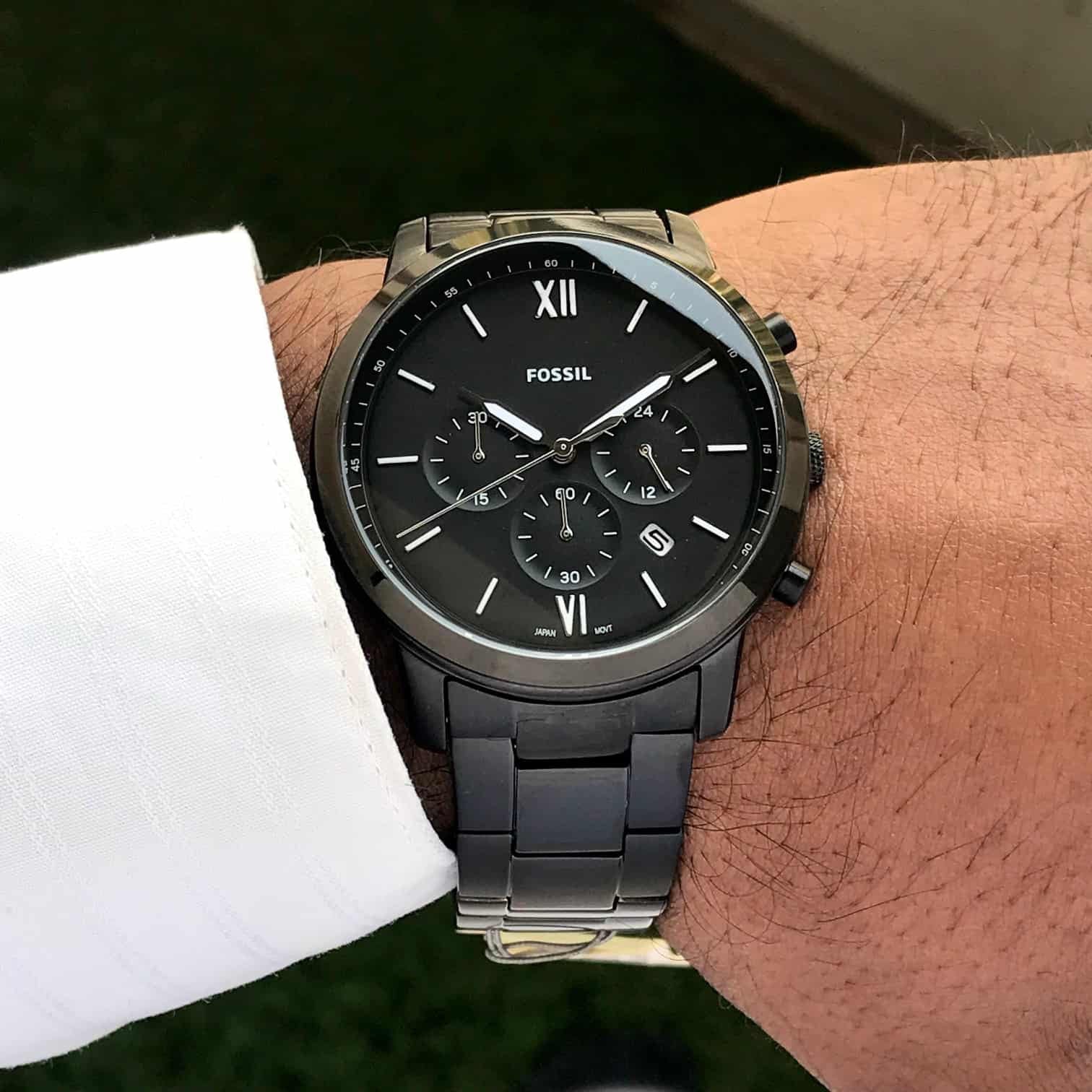 Fossil FS5474 Full Black Dial & Black Chronograph Mens Watch