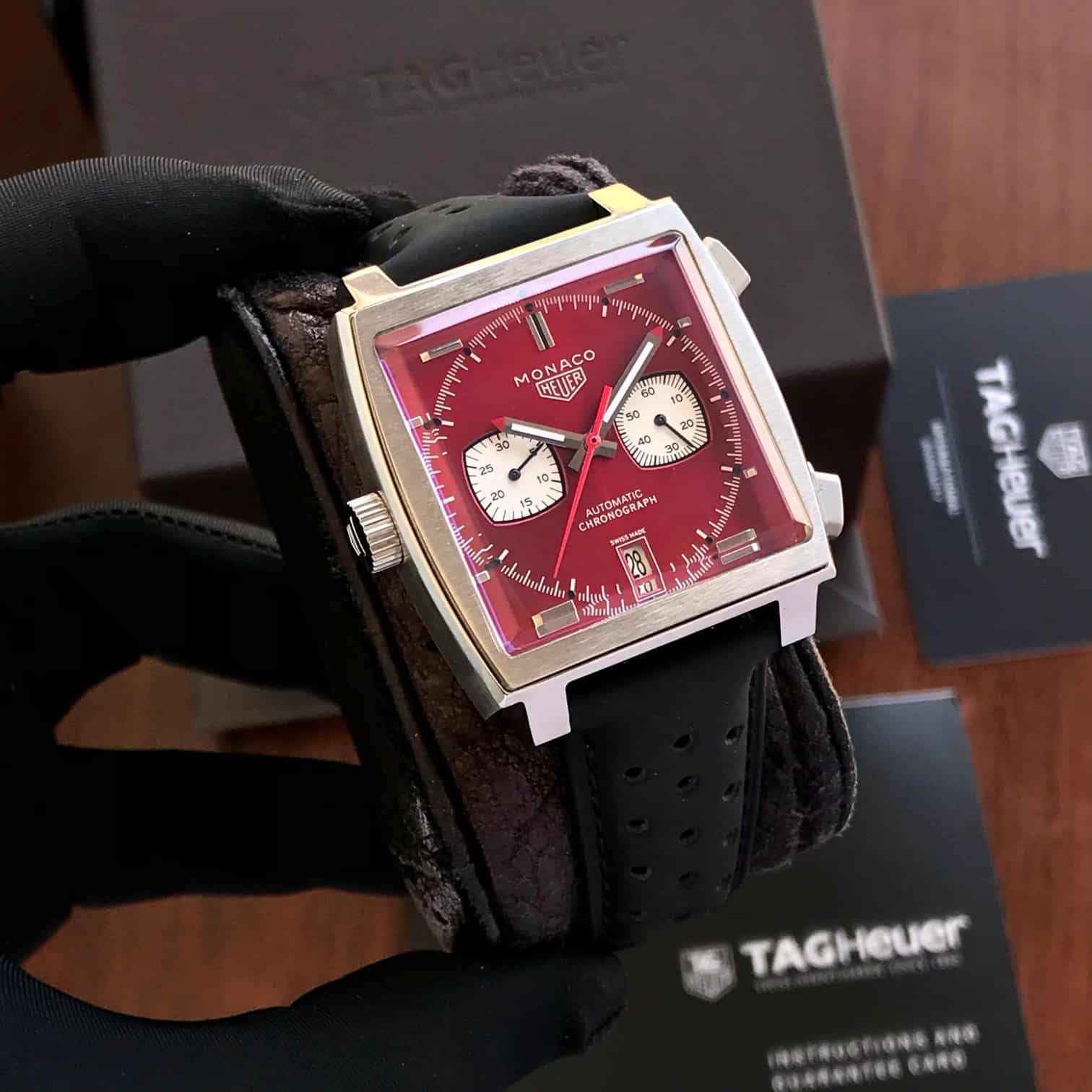 Tag Heuer Monaco Stainless Steel Red Dial Japanese Mens Watch