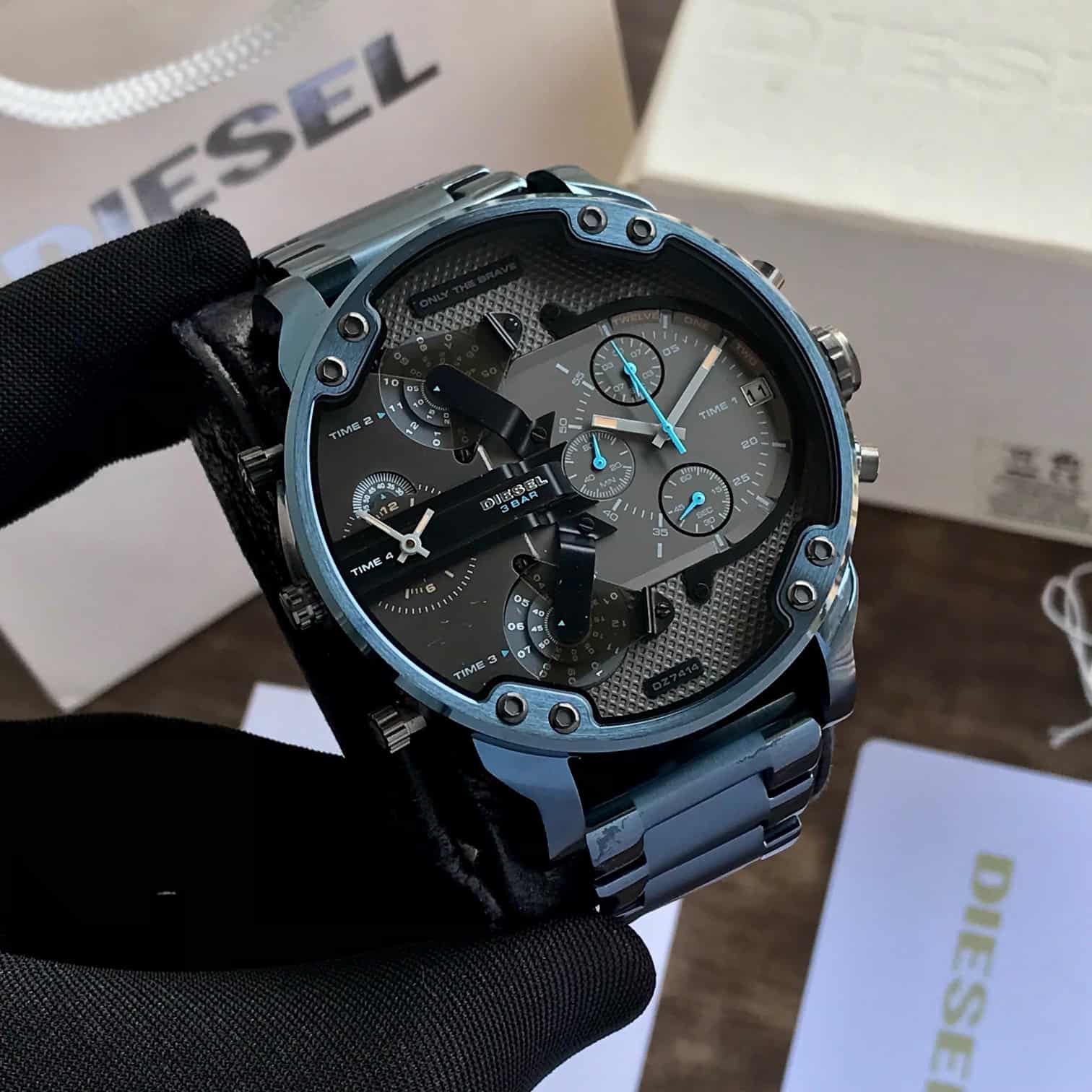Diesel DZ7414 Big Daddy Stainless Steel Blue Grey Dial Analog Men’s Watch