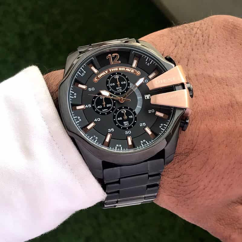 Diesel Mega Chief DZ4309 Black Rose gold Chronograph Mens Watch