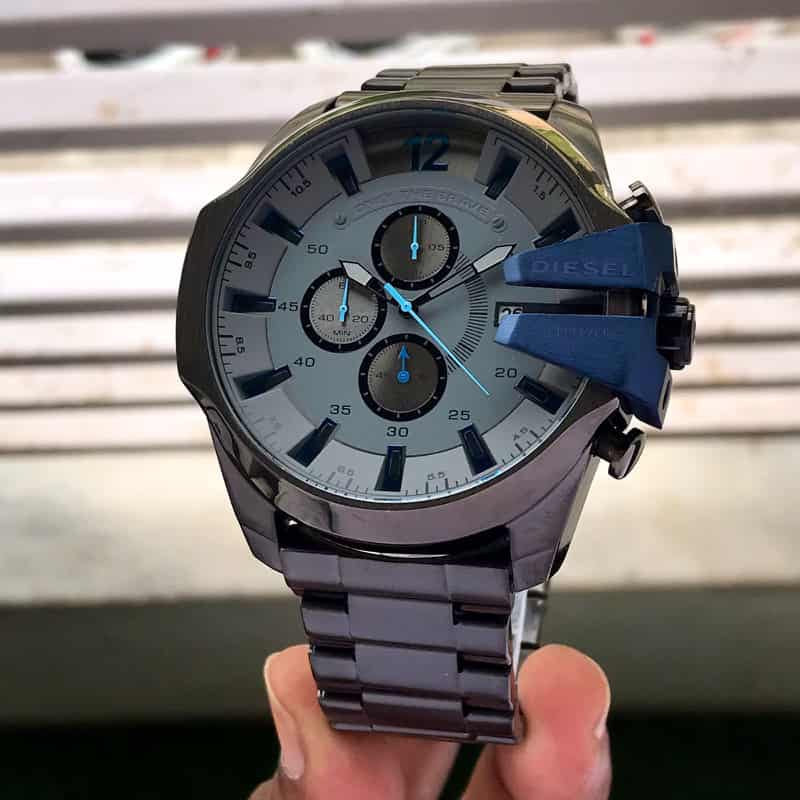 Diesel Mega Chief Black & Blue Chronograph Mens Watch