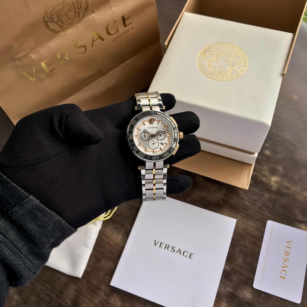 Versace Essential Black Dial VEK400621 Stainless Steel Analogue Watch For Mens