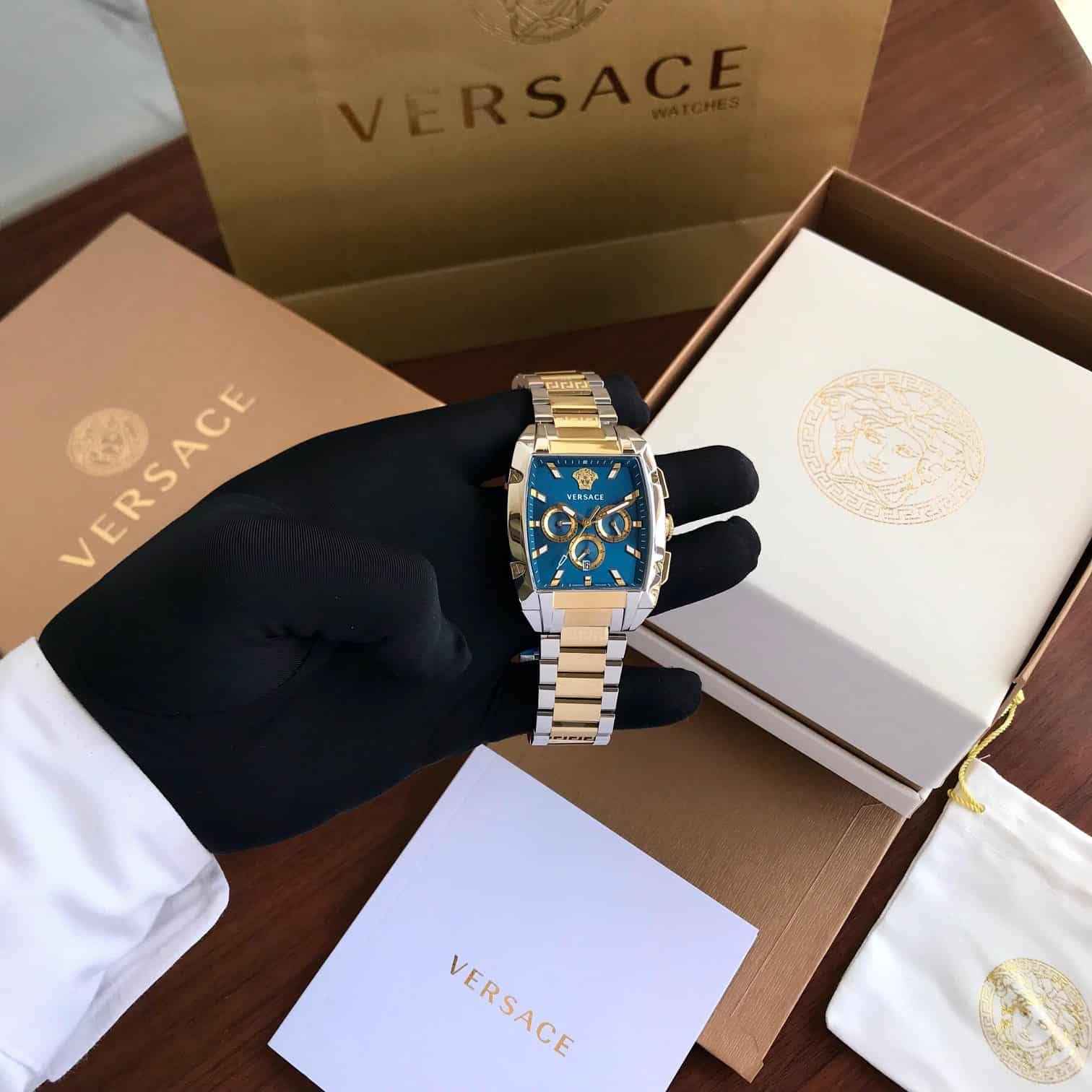 Versace VE6H00723 Two Tone Blue Dial Japanese Quartz Mens Watch
