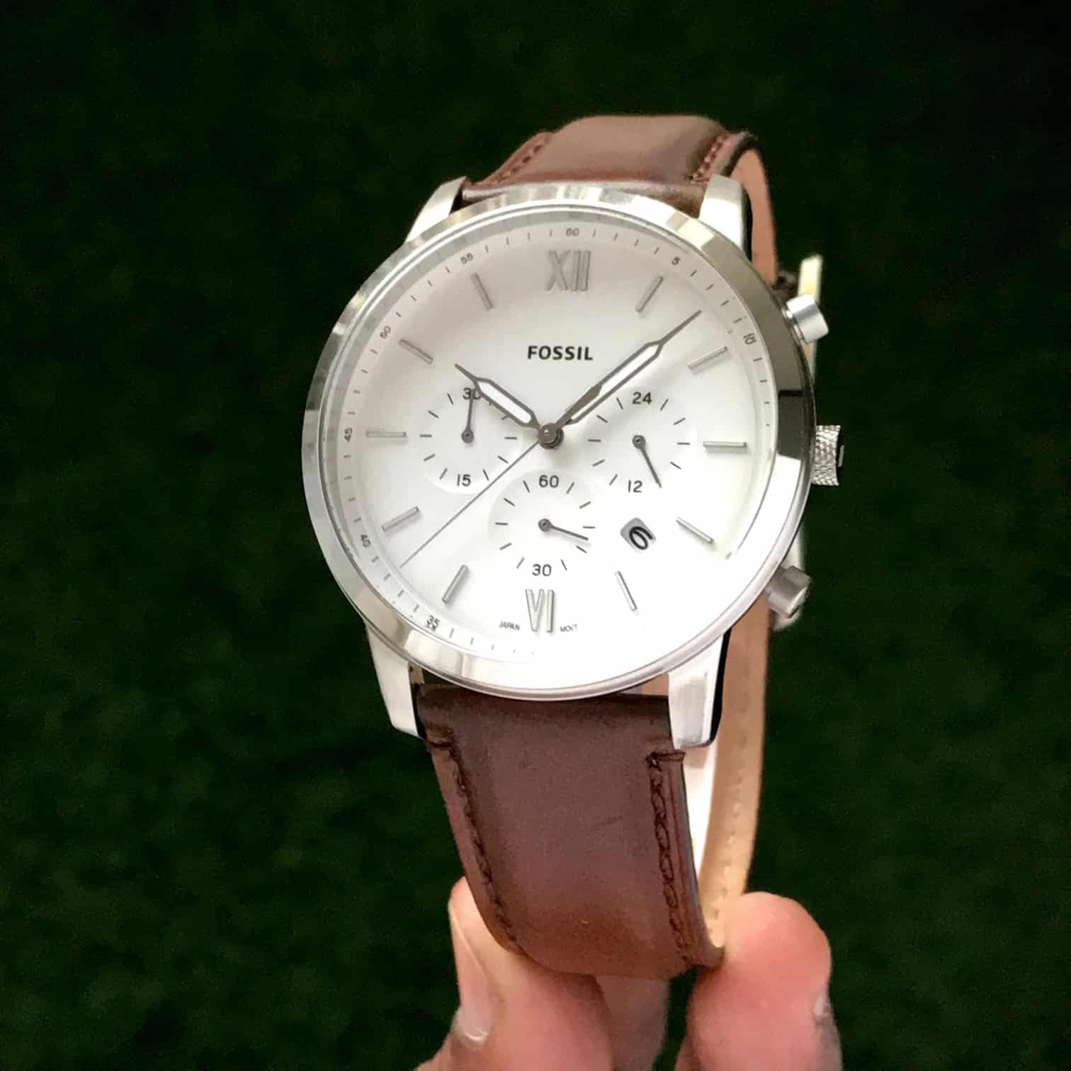 Fossil FS5380 Silver Brown Belt Analogue Mens Watch