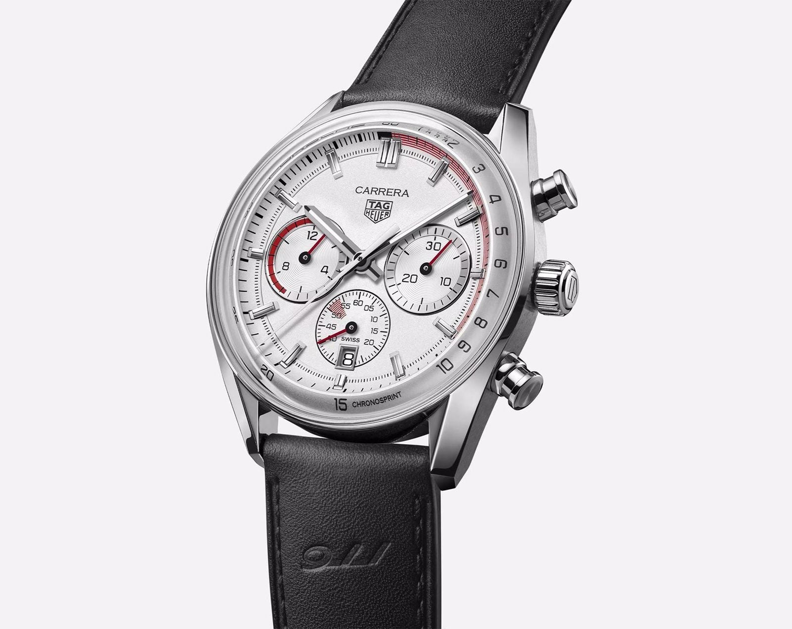 Tag Heuer Carrera Chronosprint X 911 Porsche White Dial Black Belt Japanese Mens Watch