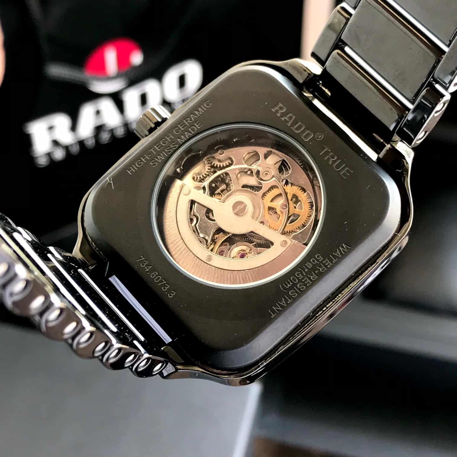 Rado True Square Automatic Open Heart Full Ceramic Mens Watch