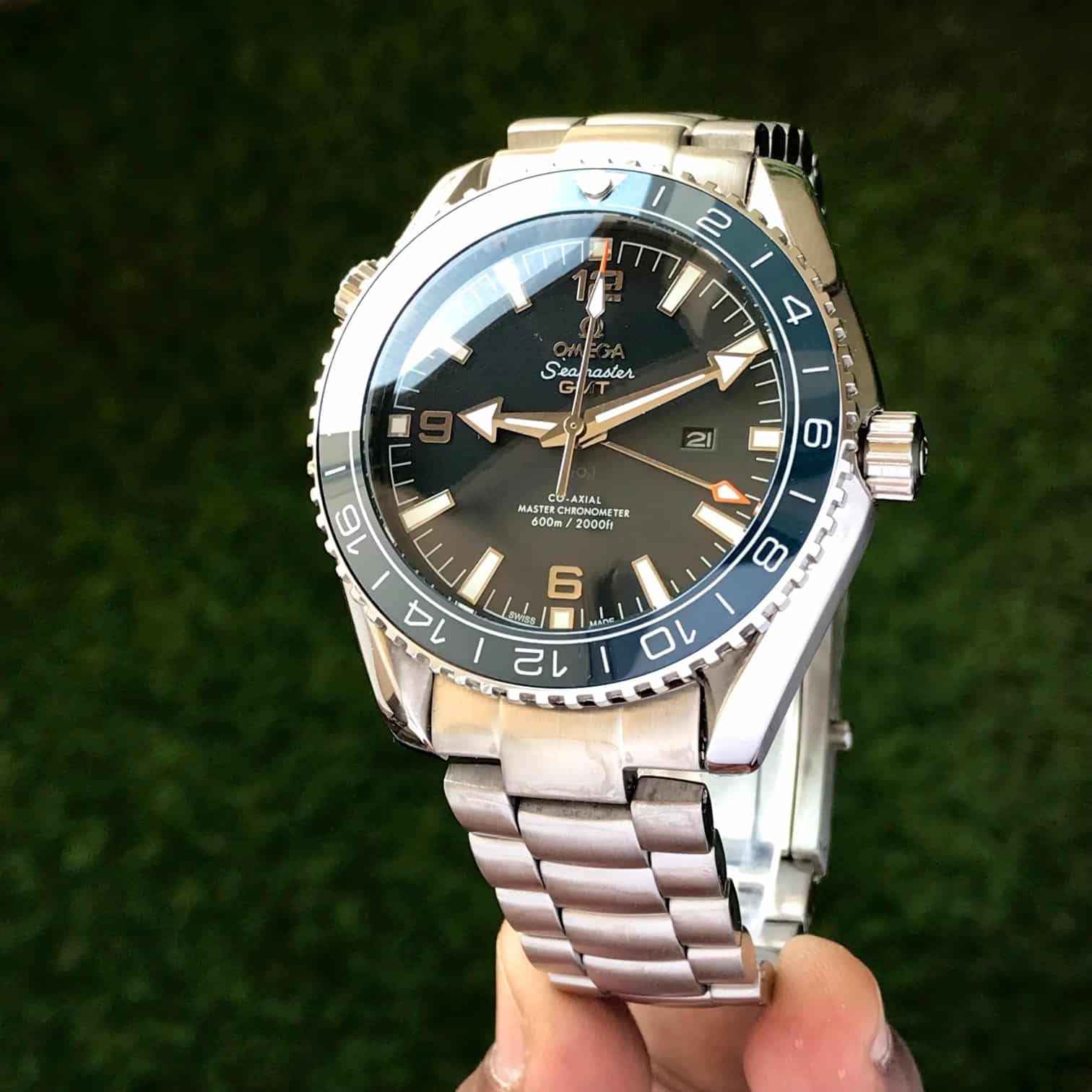 Omega Seamastar Planet Ocean japanese GMT Silver Blue Dial Automatic Mens Watch