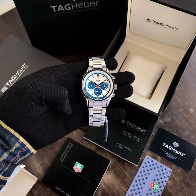 Tag Heuer Grand Carrera Blue Chronograph & Stainless Steel Strap Japanese Master Quality Men’s Watch
