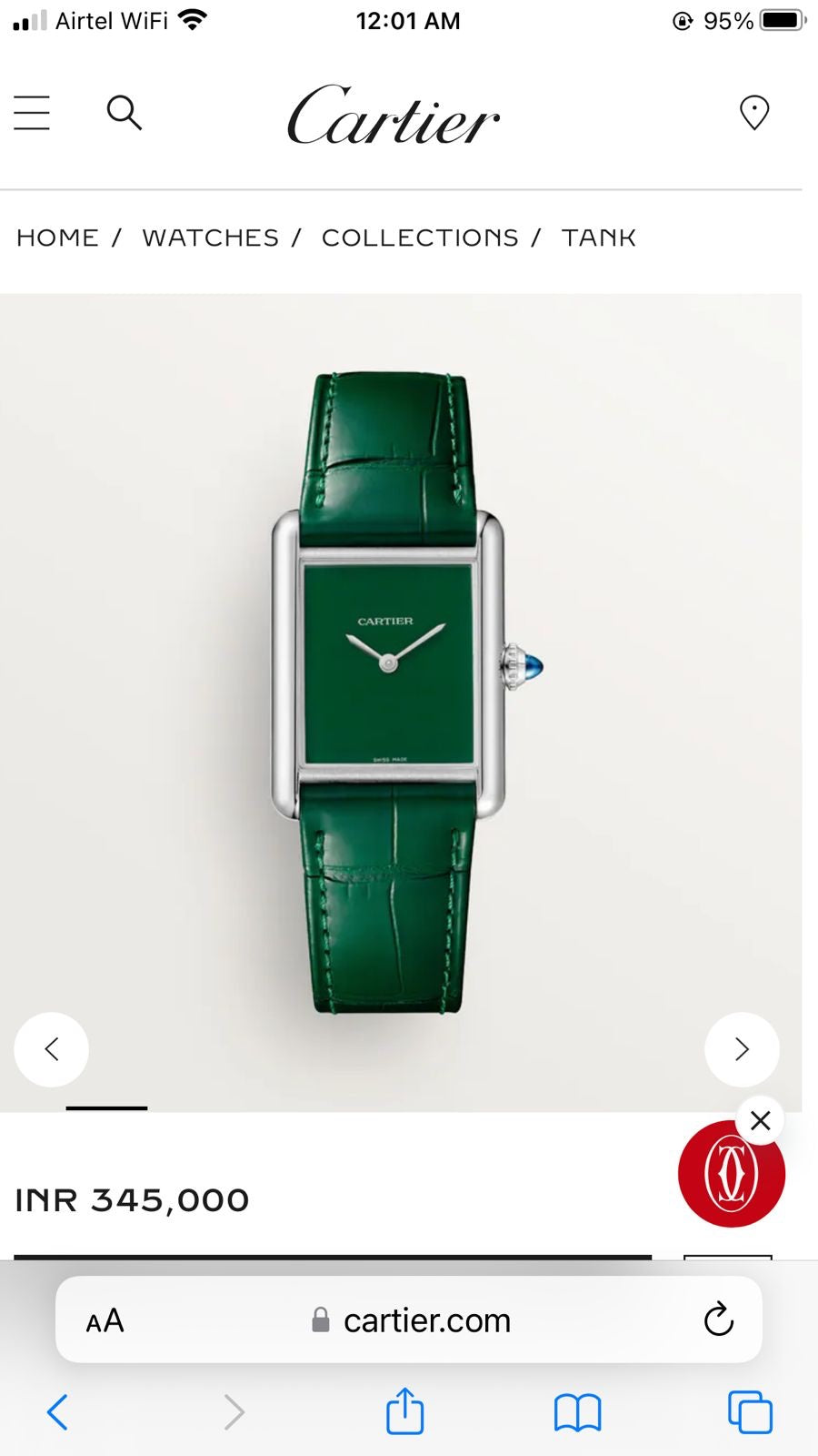 Cartier Tank Must WSTA0056 Silver Green Watch