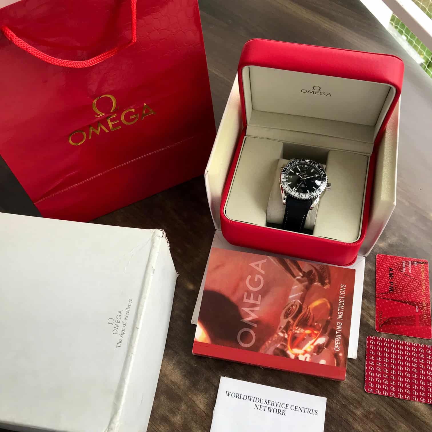 Omega Seamster Super Ocean GMT Premium Automatic Black LeatherMens Watch