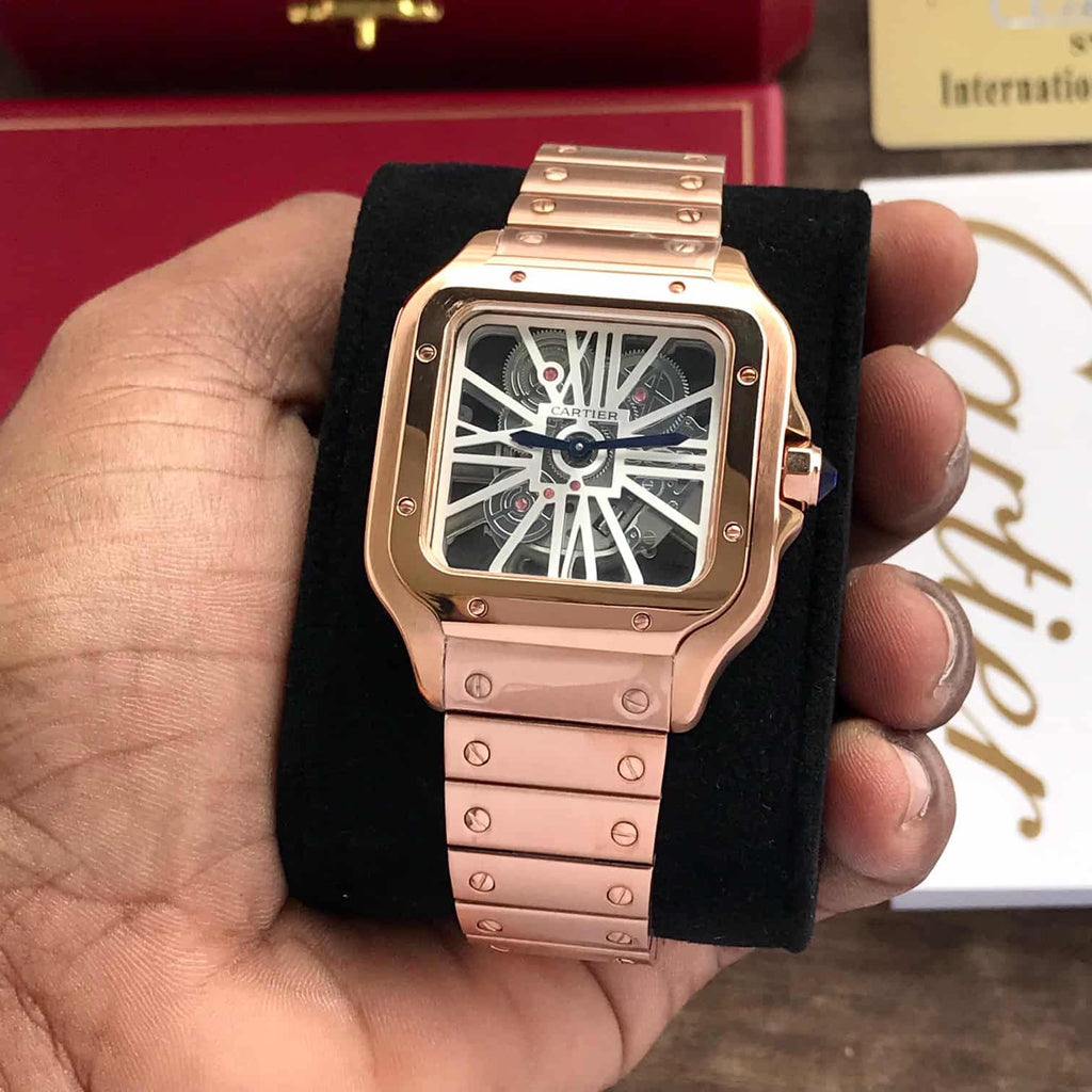 Cartier Santos De Skeleton Rosegold Automatic Men’s Watch