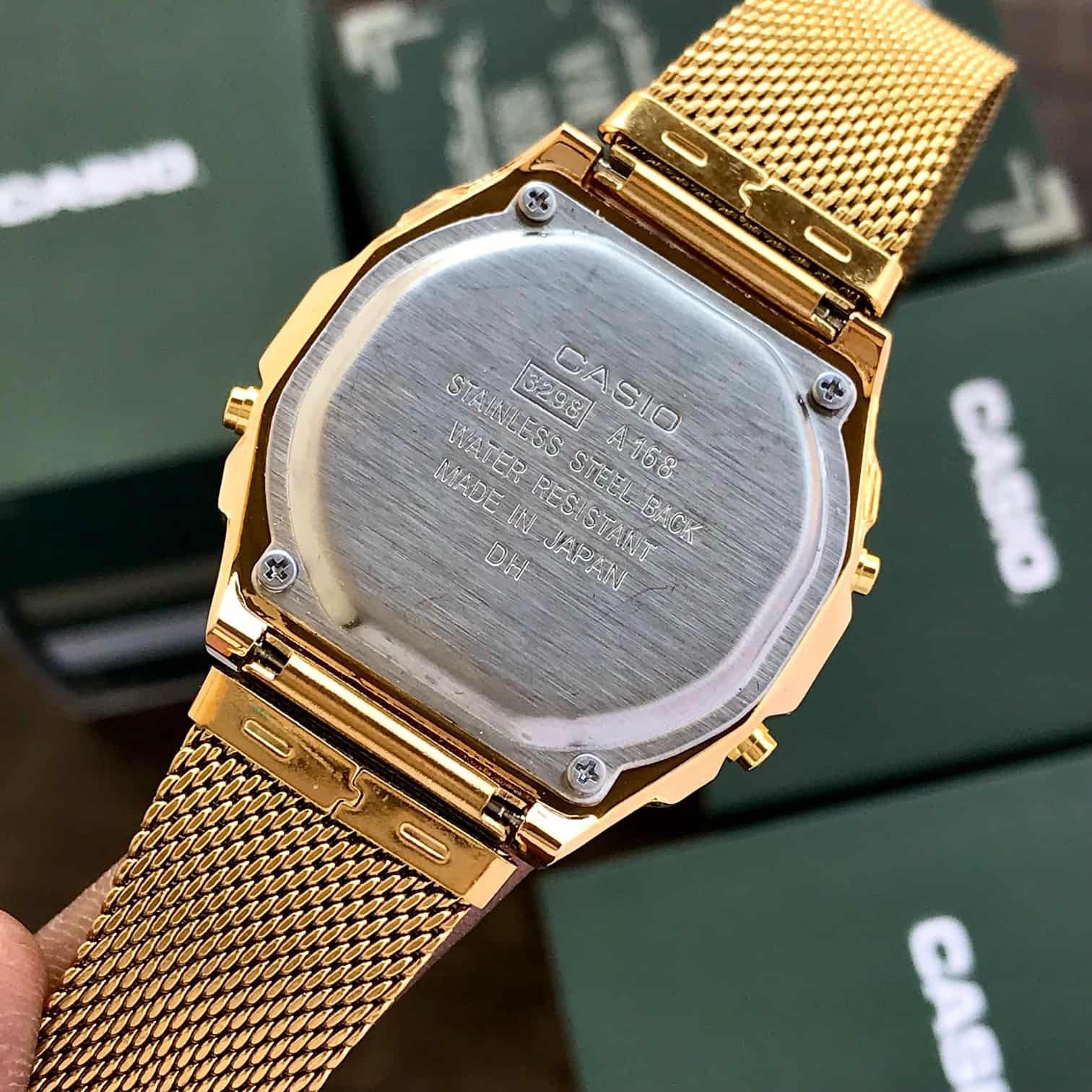Casio Vintage Gold A700WM-7ADF Digital Dial Stainless Steel Mesh Band