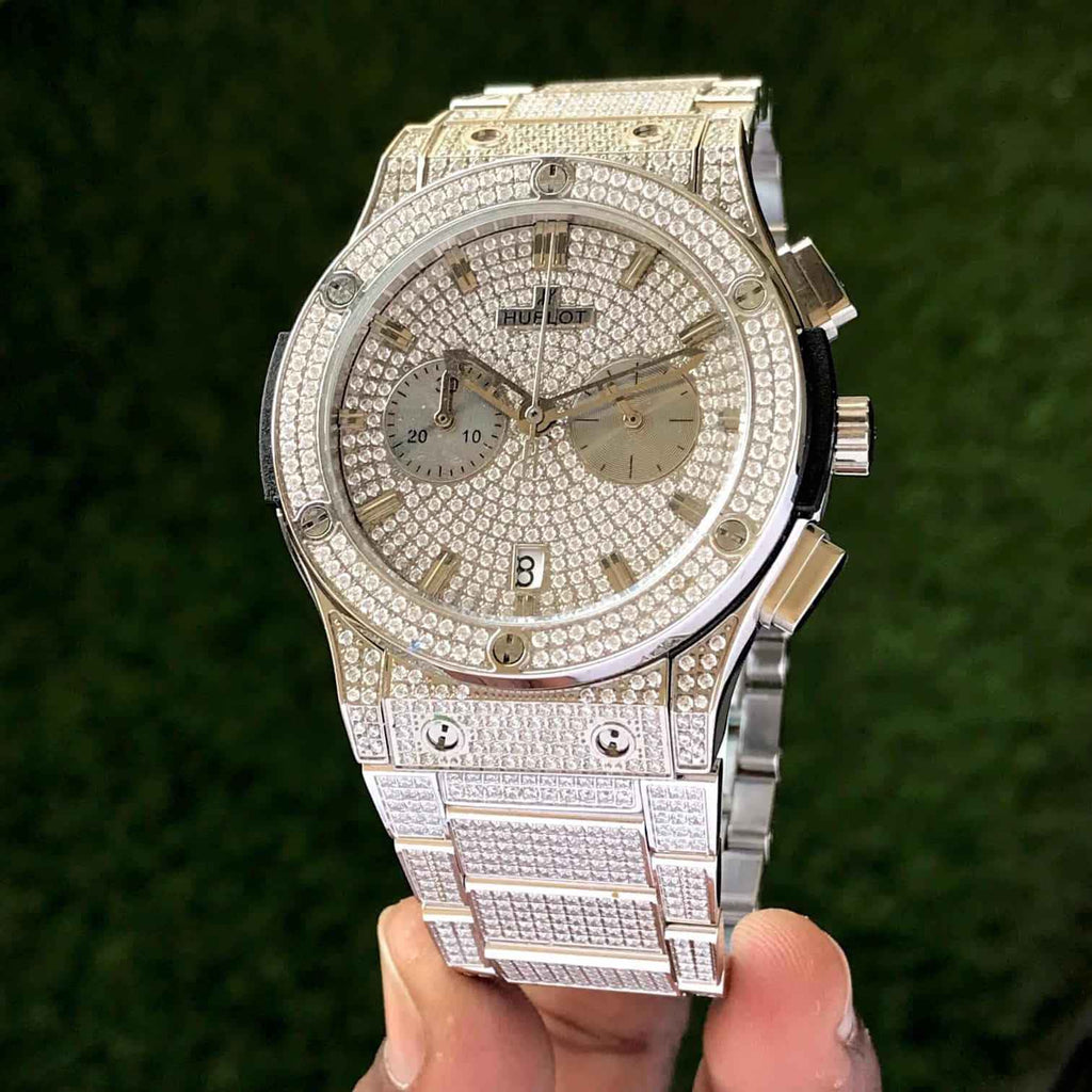 Hublot Big Bang Full Silver Diamond Japanese Quality Men’s Watch