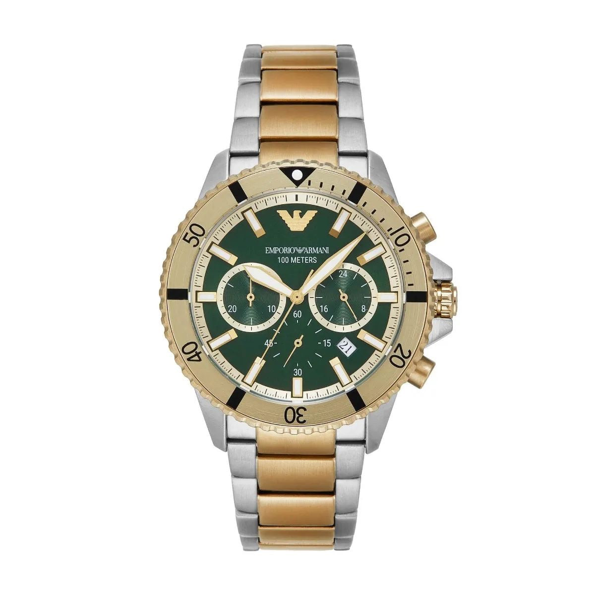 Emporio Armani Two Tone Green Dial AR11586 Japanese Mens Watch