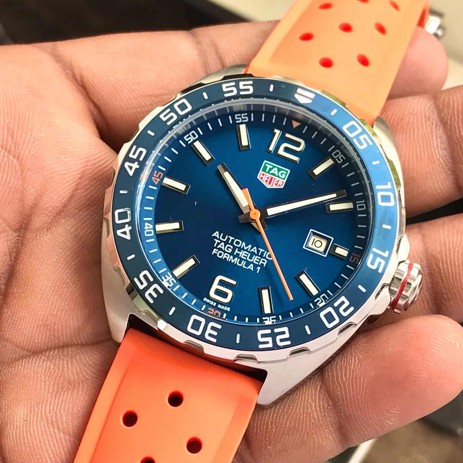 Tag Heuer Formula 1 Blue Dial Orange Strap Japanese Automatic Mens Watch