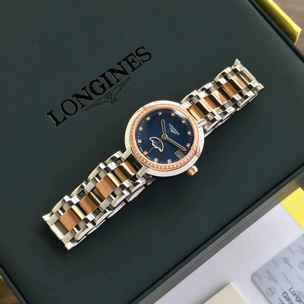 Longines PrimaLuna Two Tone Blue Dial Japanese Qulity Watch For Women’s