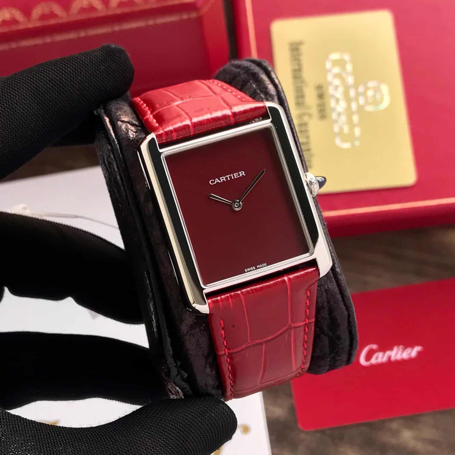 Cartier Tank Premium Unisex Watch – Red Dial Edition