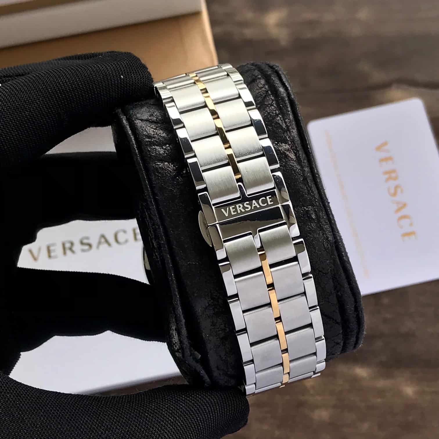 Versace Essential Black Dial VEK400621 Stainless Steel Analogue Watch For Mens