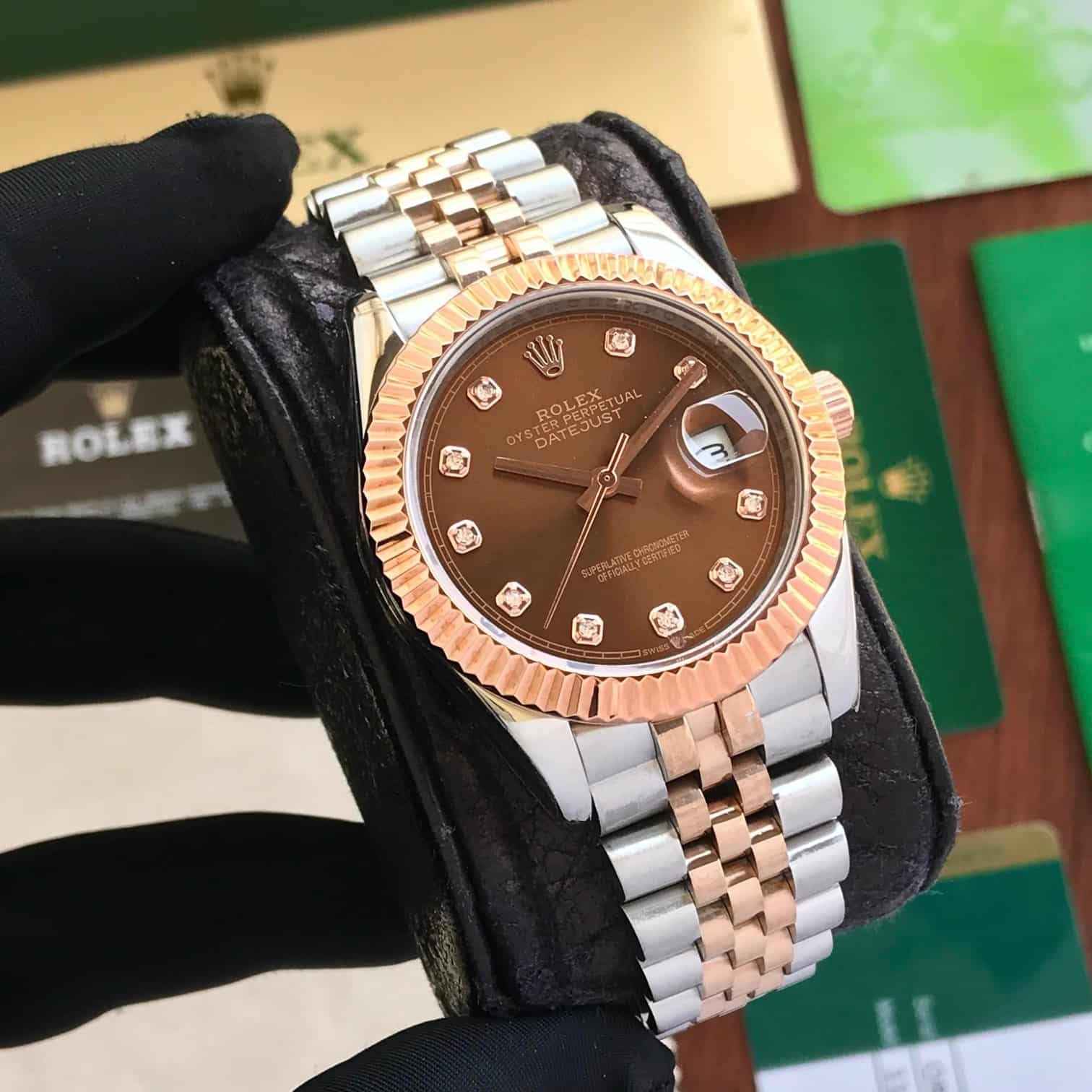 Rolex Date Just 41 Chocolate Dial Japanese Automatic Mens Watch