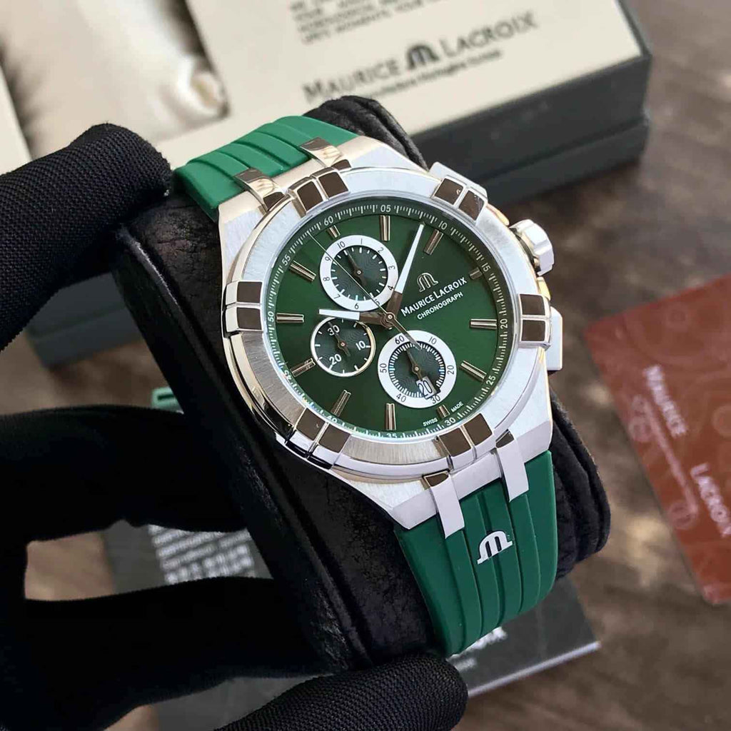 Maurice Lacroix Aikon Quartz Chronograph Green Authentic Mens Watch