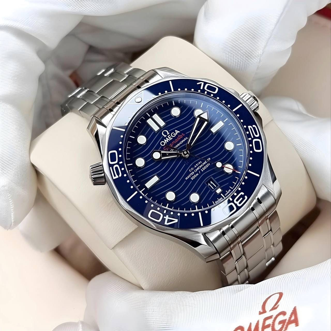 Omega Seamaster Co-Axial Master Chronometer Stainless Steel Blue Dial Automatic Mens Watch