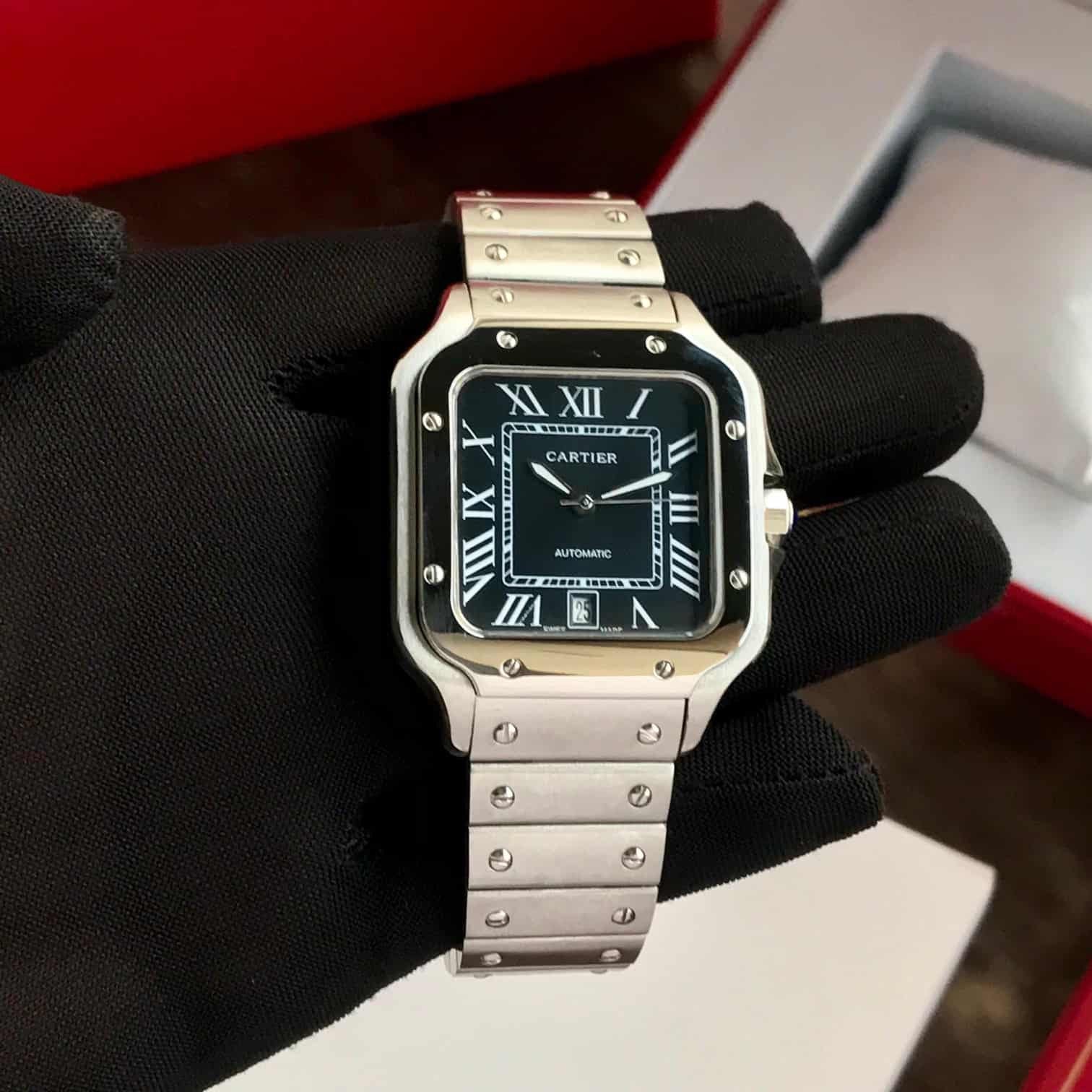 Cartier De Santos Stainless Steel Black Dial Automatic Men’s Watch