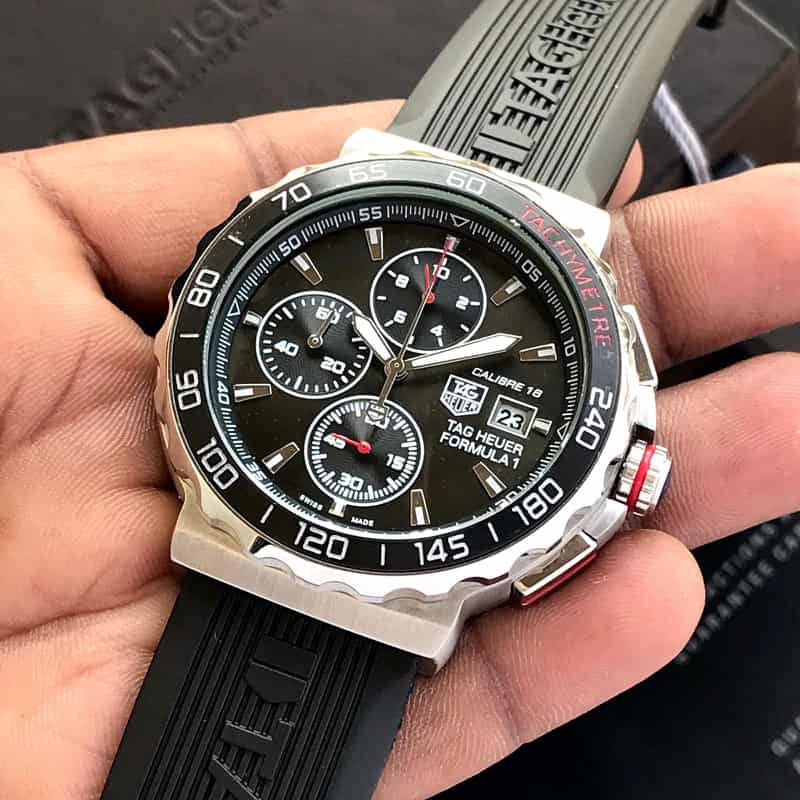 TAG Heuer Formula 1 Men’s 43mm Stainless Steel Quartz Chronograph Black Fiber Strap Master Quality Watch