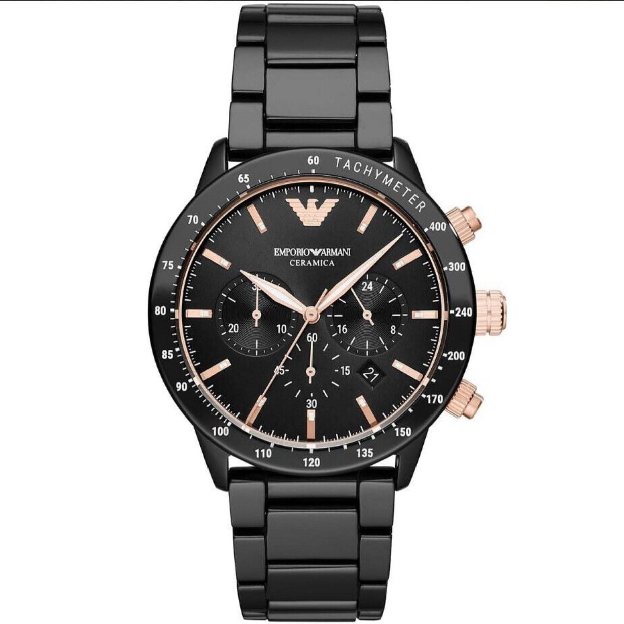 Emporio Armani AR70002 Full Black Ceramic Japanese Mens Watch