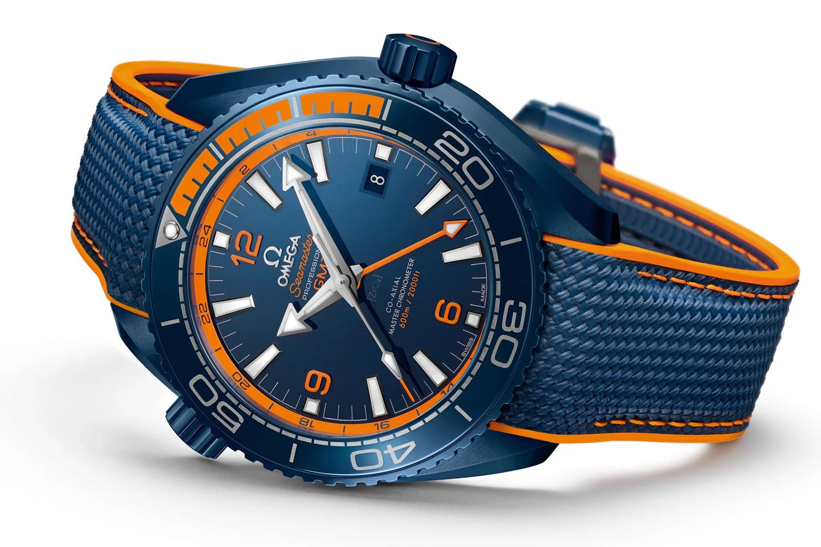 Omega Seamaster Planet Ocean GMT Blue Dial Japanese Automatic Mens Watch
