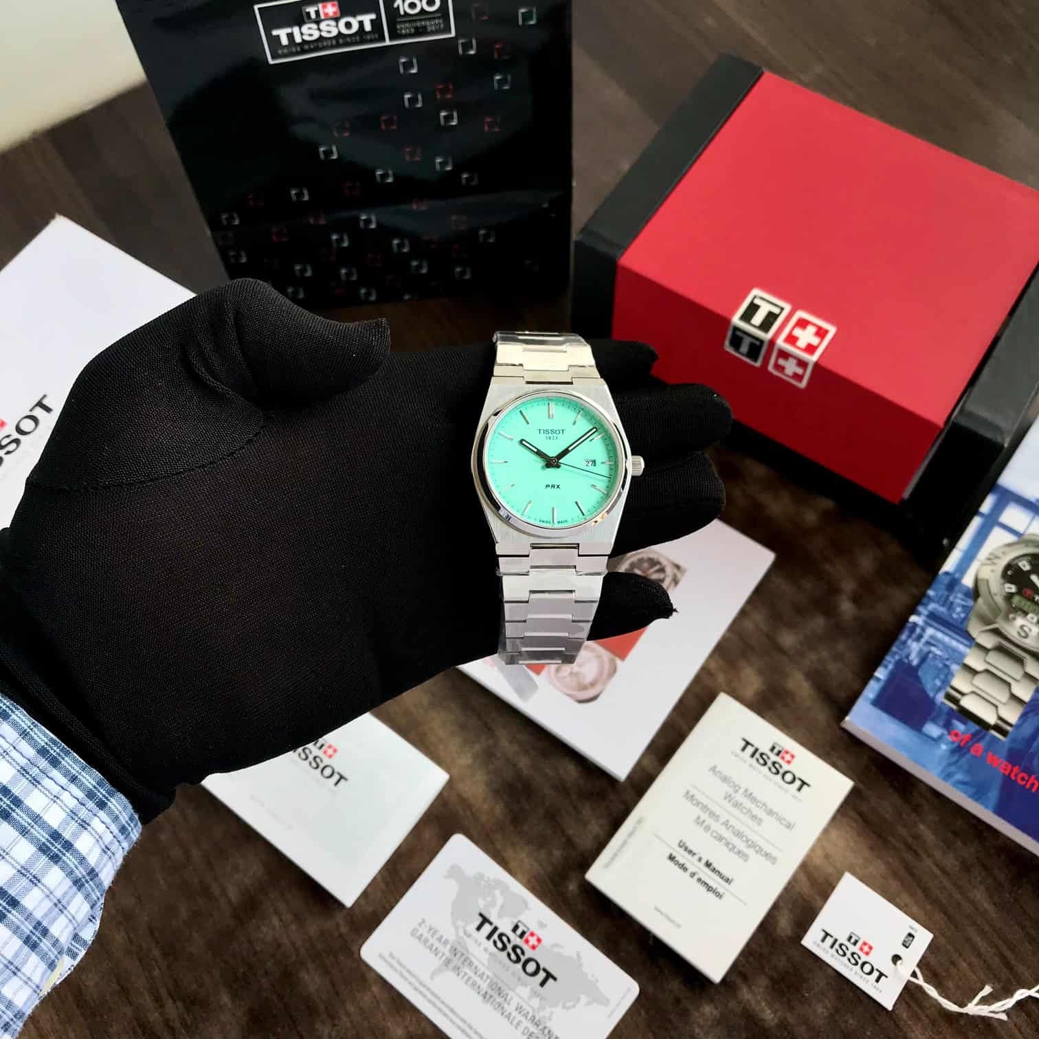 Tissot PRX T-Classic Tiffany Mint Japanese Quartz Movement Stainless Steel Watch