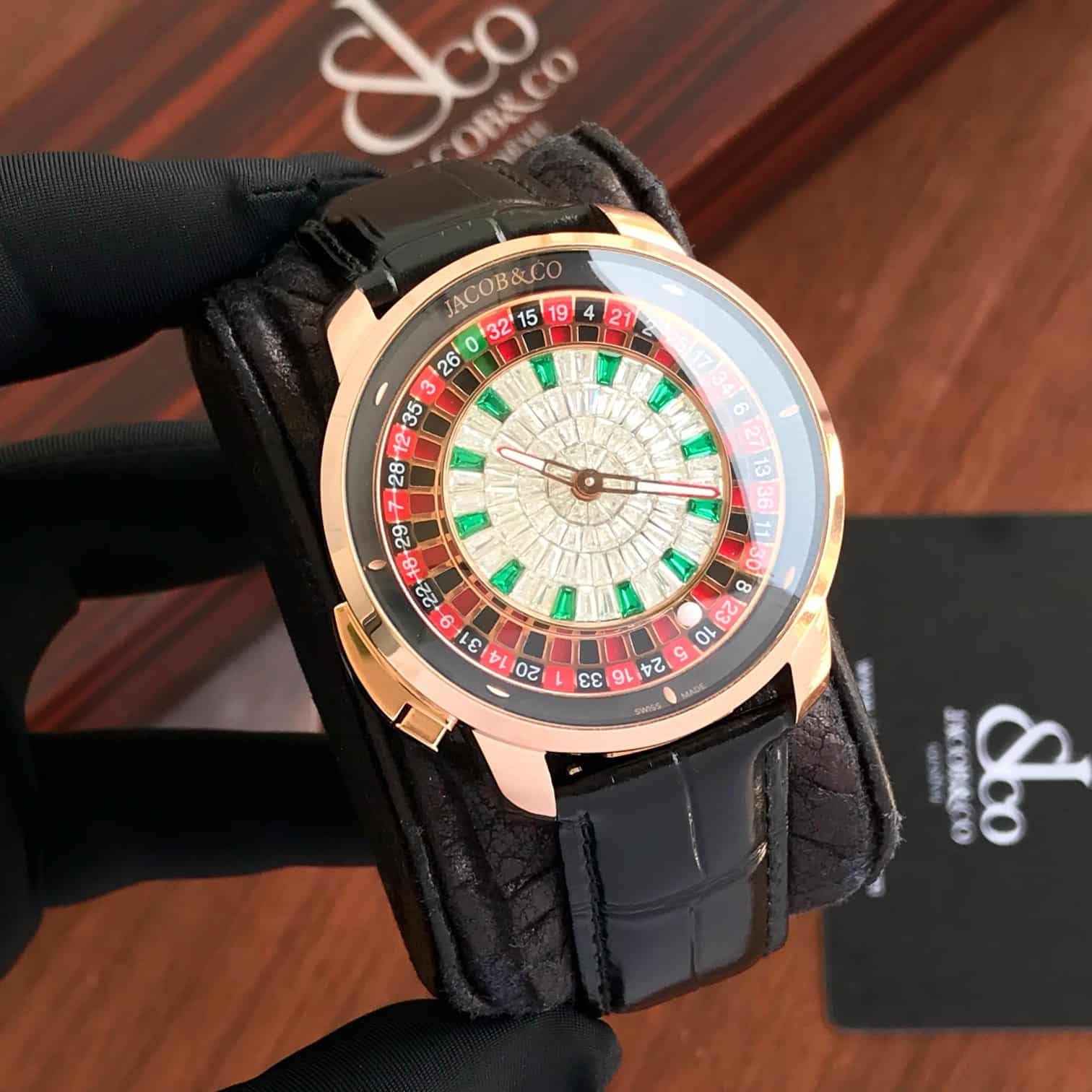 Jacob & Co Casino Tourbillon Rose Gold Baguette Watch For Men’s