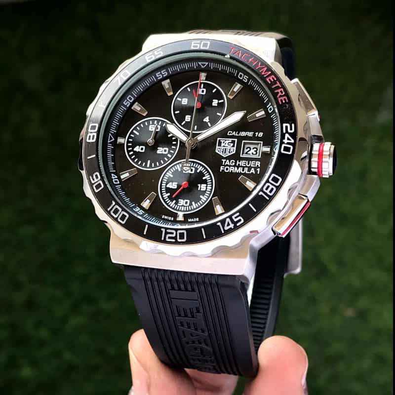 TAG Heuer Formula 1 Men’s 43mm Stainless Steel Quartz Chronograph Black Fiber Strap Master Quality Watch