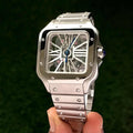 Cartier Santos De Skeleton Stainlees Steel Automatic Mens Watch