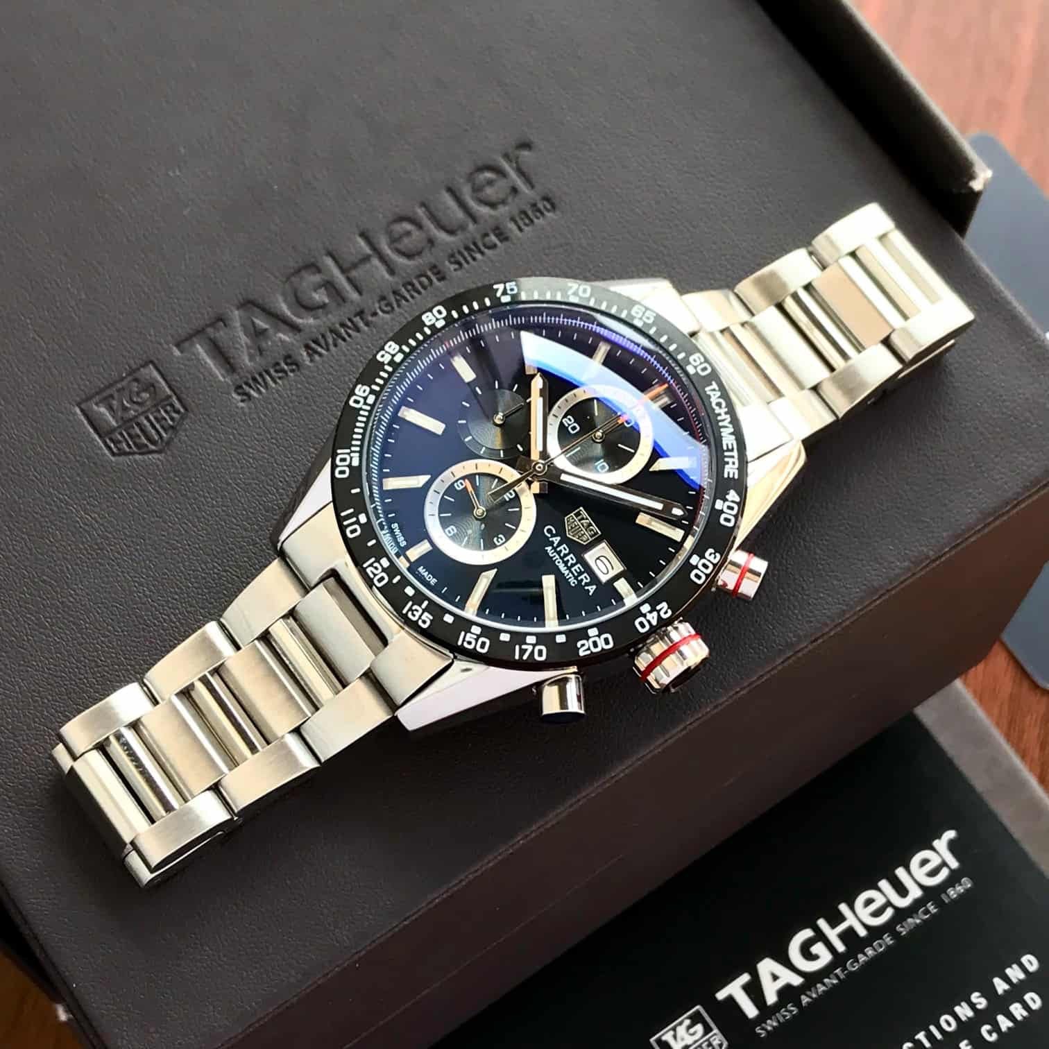 Tag Heuer Calibre 16 Silver Black Dial Japanese Quartz Chronograph’s Mens Watch