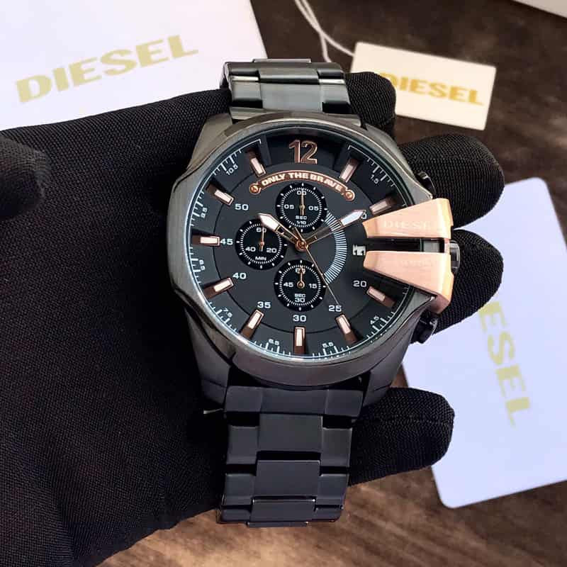 Diesel Mega Chief DZ4309 Black Rose gold Chronograph Mens Watch