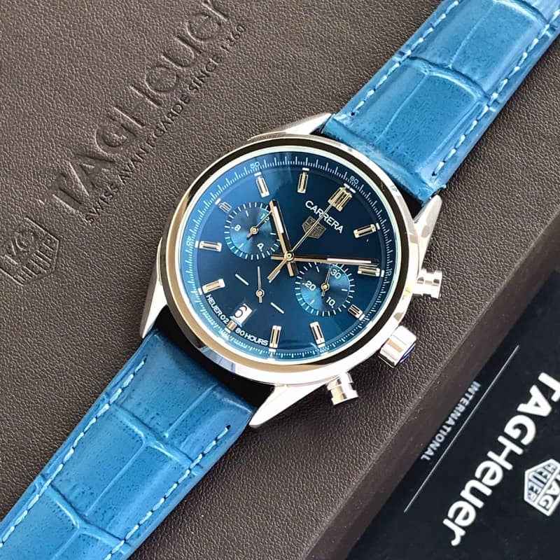 Tag Heuer Grand Carrera Blue Dial & Blue Leather Strap Japanese Master Quality Men’s Watch