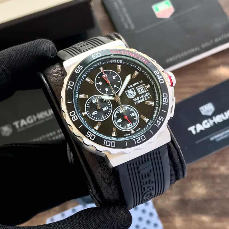 TAG Heuer Formula 1 Men’s 43mm Stainless Steel Quartz Chronograph Black Fiber Strap Master Quality Watch